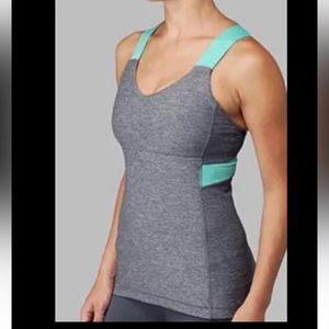 Lululemon Push Your Limits Tank Heathered Gray Green Built in Bra Size 10